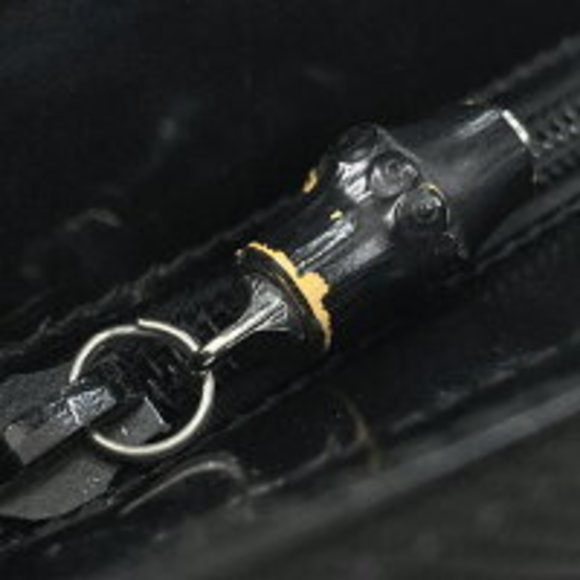 Gucci Bamboo Shoulder Bag Tote Canvas Black - Picture 4 of 7